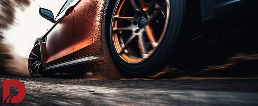 نمای نزدیک از لاستیک عقب یک ماشین