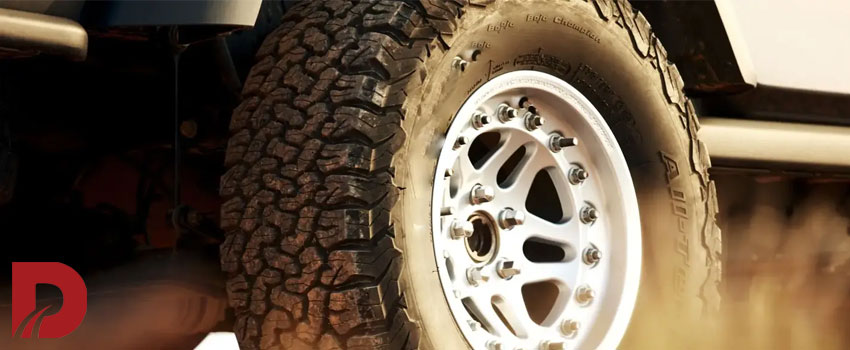 نمای نزدیک از یک لاستیک آفرودی